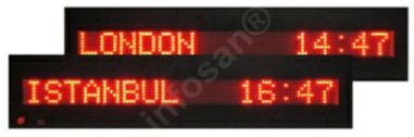 Dijital dünya saati, değişken lokasyon yazım alanı Dijital dünya saati, Dünya saati değişken lokasyon adları, LED dünya saati, Kayan yazı dünya saati, Alfanümerik dünya saati, LED dünya saati modülü