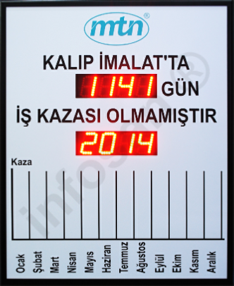 Kazasız iş günü gösterim panosu Kazasız geçen gün sayısı panosu, Kazasız gün sayısı panoları, Kazasız geçen iş günü sayısı panosu, Kazasız iş günü tabelası, Kazasız geçen gün sayısı panosu fiyatları
