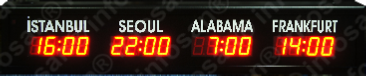 4 zonlu dünya saati, 38 mm dijit yüksekliği 4  saat zonlu dijital dünya saati, Dijital dünya saati, LED göstergeli dünya saati,4 bölge dünya saati, 4 ülke dünya saati, 4 zonlu dünya saati